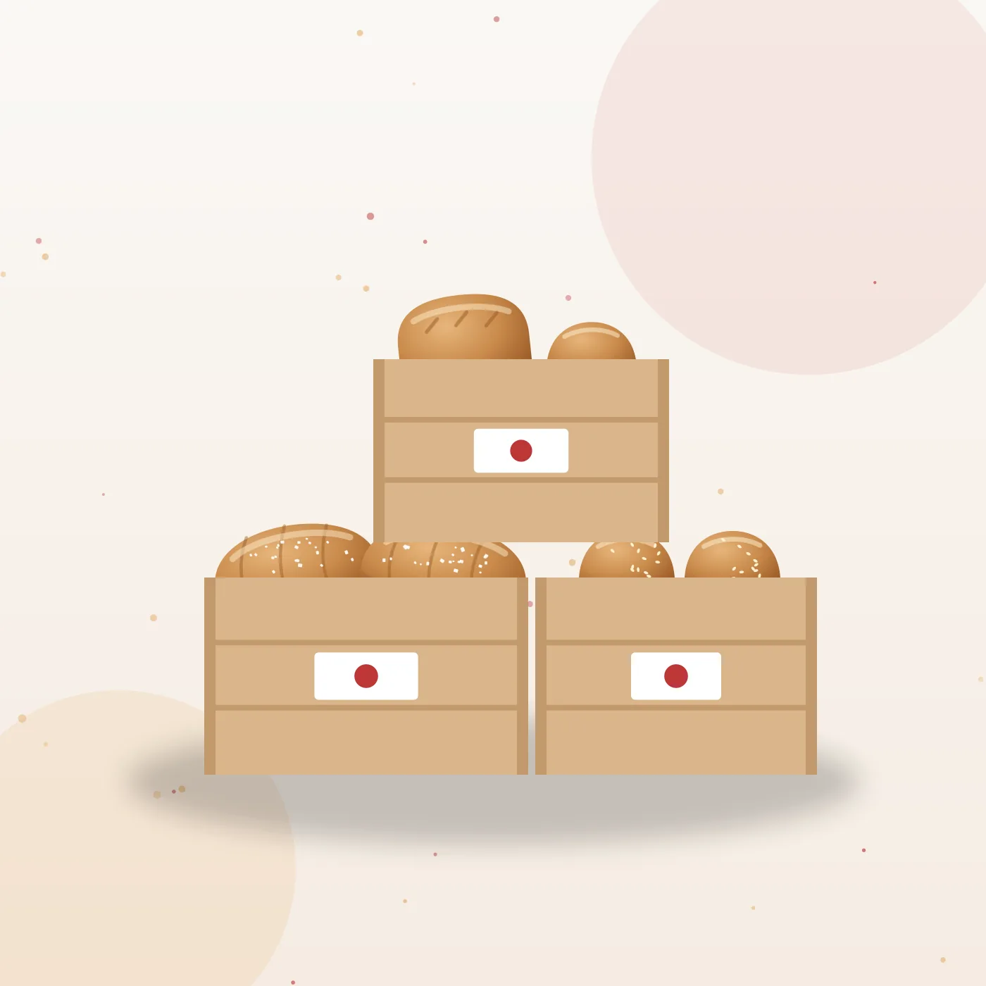 Ilustrasi peti kayu berisi saltbread dan roti siap dikirim untuk supply wholesale